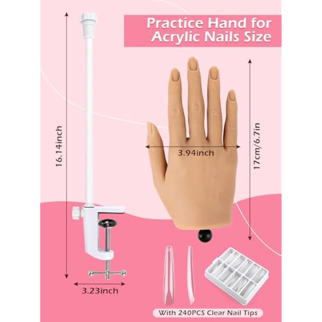 Adonafy Silicone Practice Hand for Acrylic Nails – Flexible Nail Model