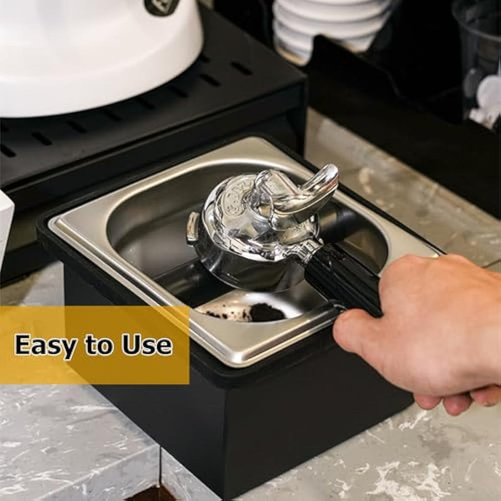 Jolof Store Stainless Steel Espresso Coffee Knock Box with Rubber Bar
