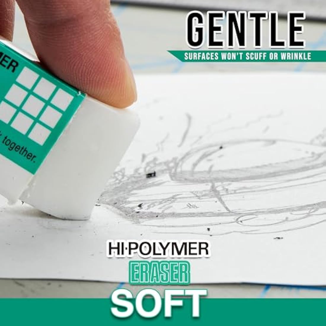 Pentel Hi-Polymer Soft Eraser for Drawing and Art, 36 Pack – White