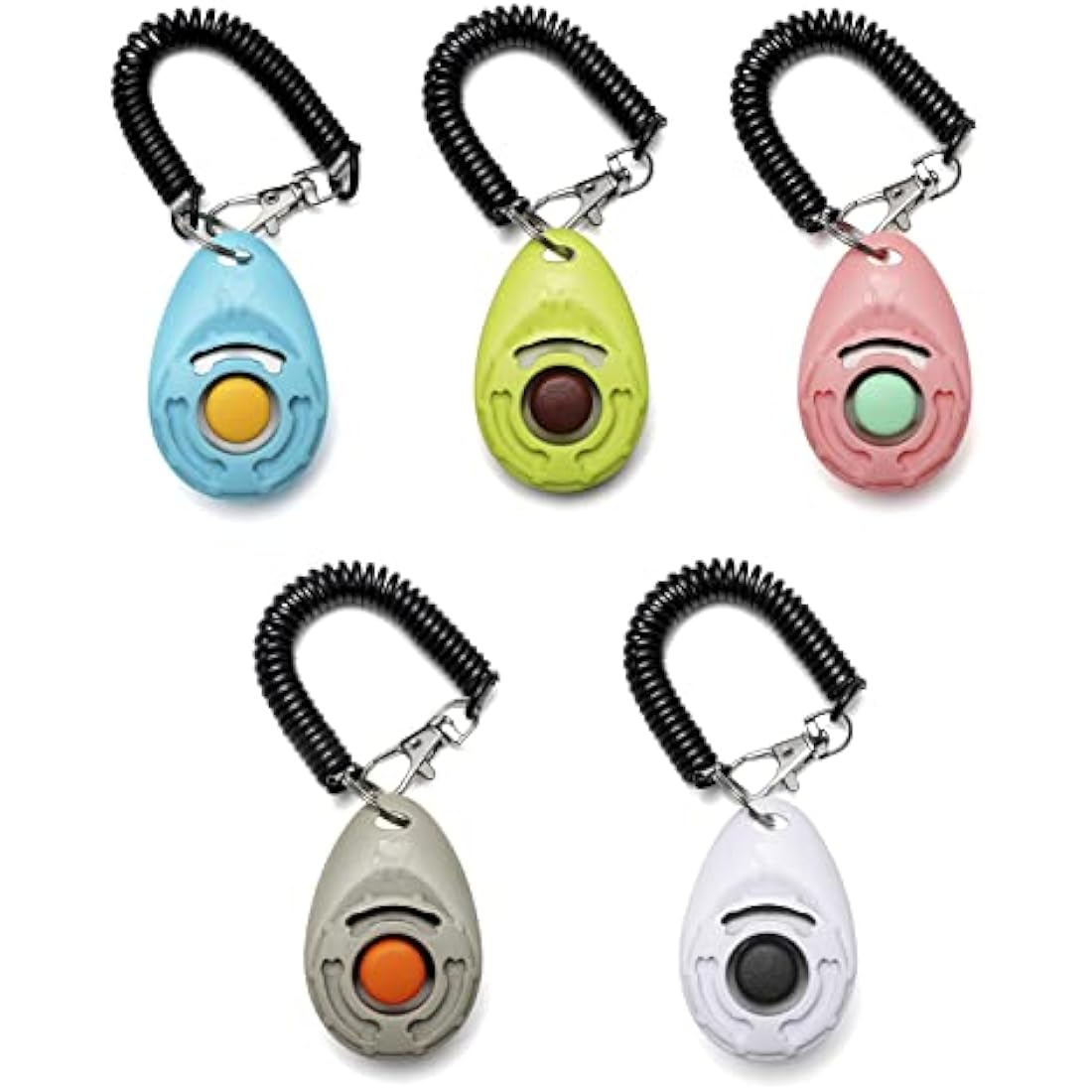 Dog Training Clicker Pack of 5 with Wrist Straps – 5 Colors