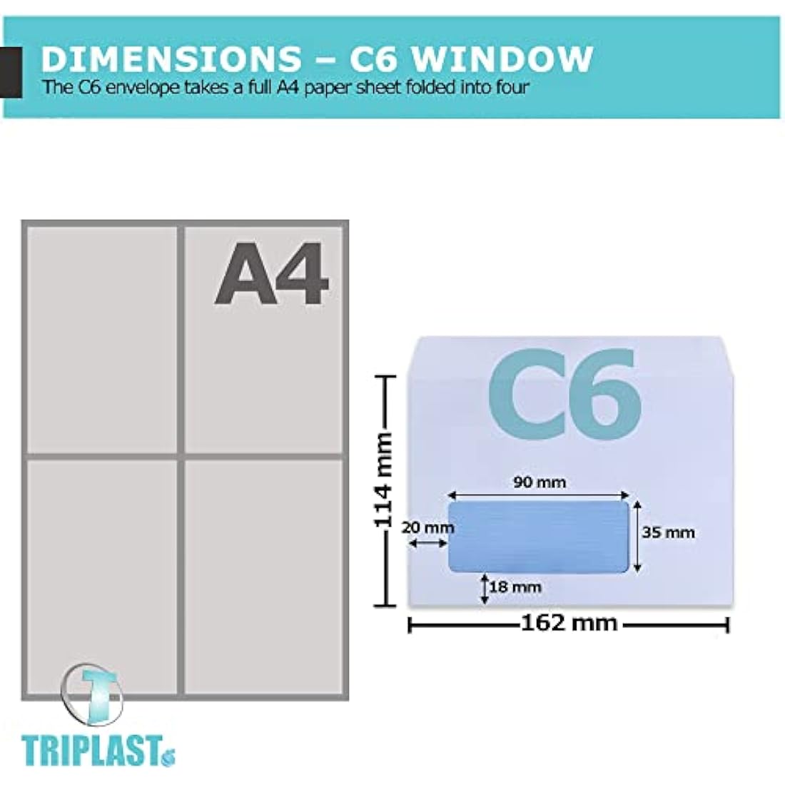 Triplast C6 White Window Security Envelopes – Self Seal (Pack of 500)