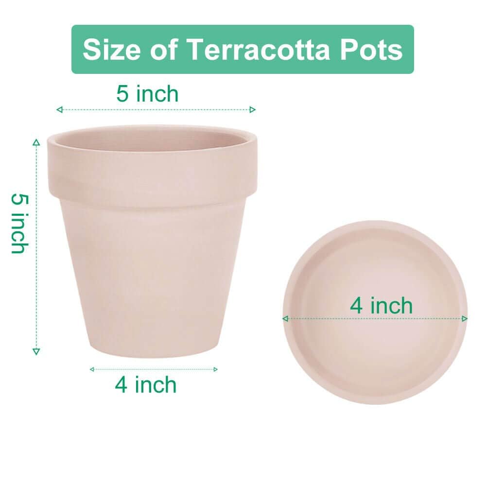 Vensovo Pink Terracotta Plant Pots with Saucers - 5 Inch, 6 Pack