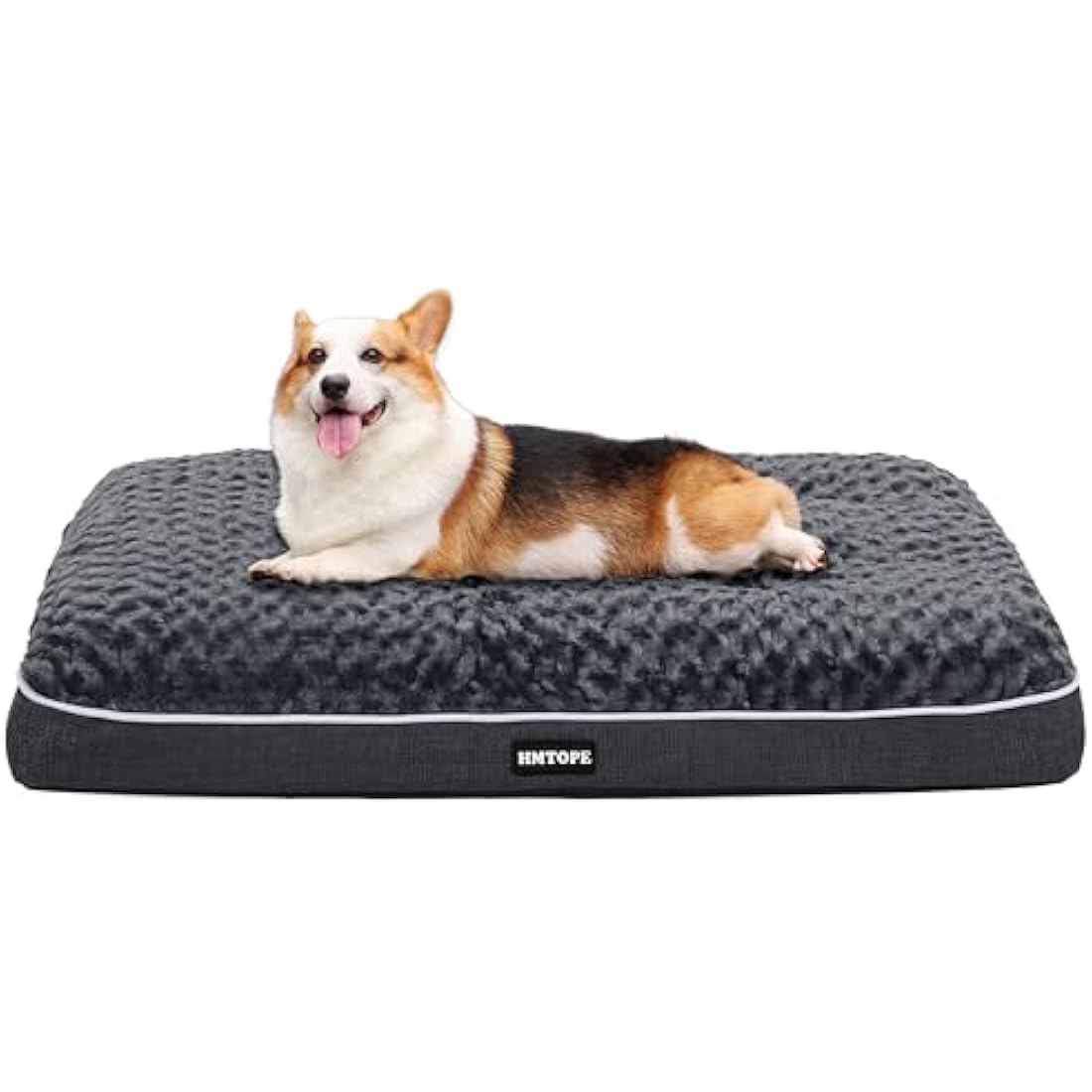 HMTOPE Orthopaedic Dog Bed – Washable Fleece Mat, Dark Grey, 90 cm