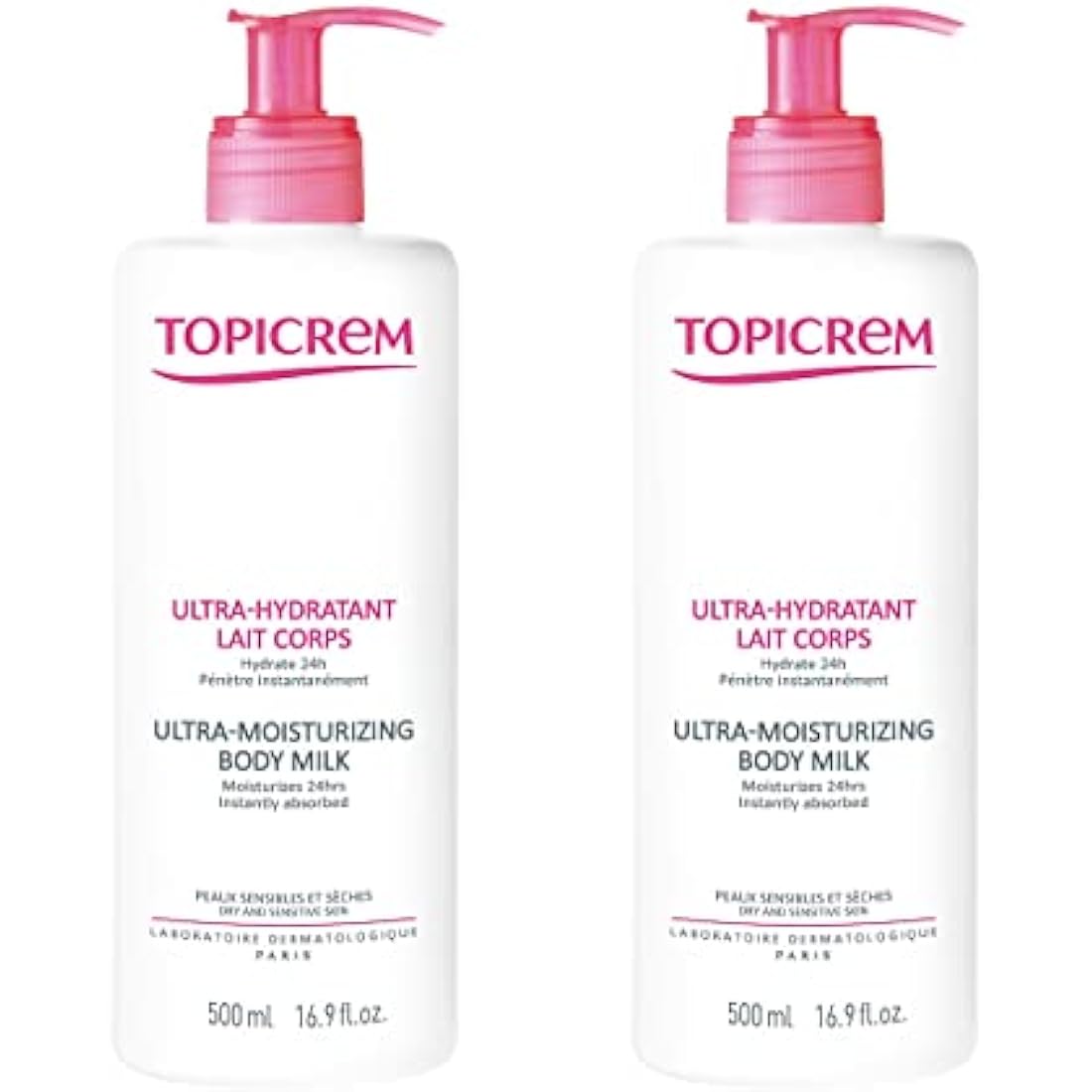 Topicrem Ultra-Moisturizing Body Milk - Hydrating Lotion 2 x 500ml
