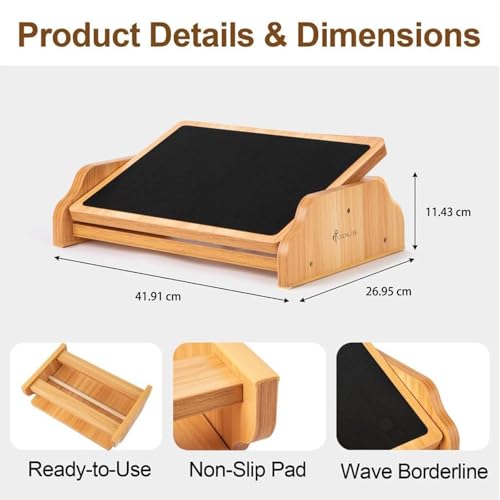 StrongTek Wooden Rocking Foot Rest – Ergonomic Under Desk Stool