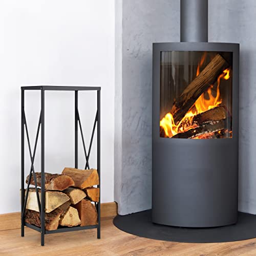 Relaxdays Indoor Firewood Storage Stand – Black Powder-Coated Metal Log Rack