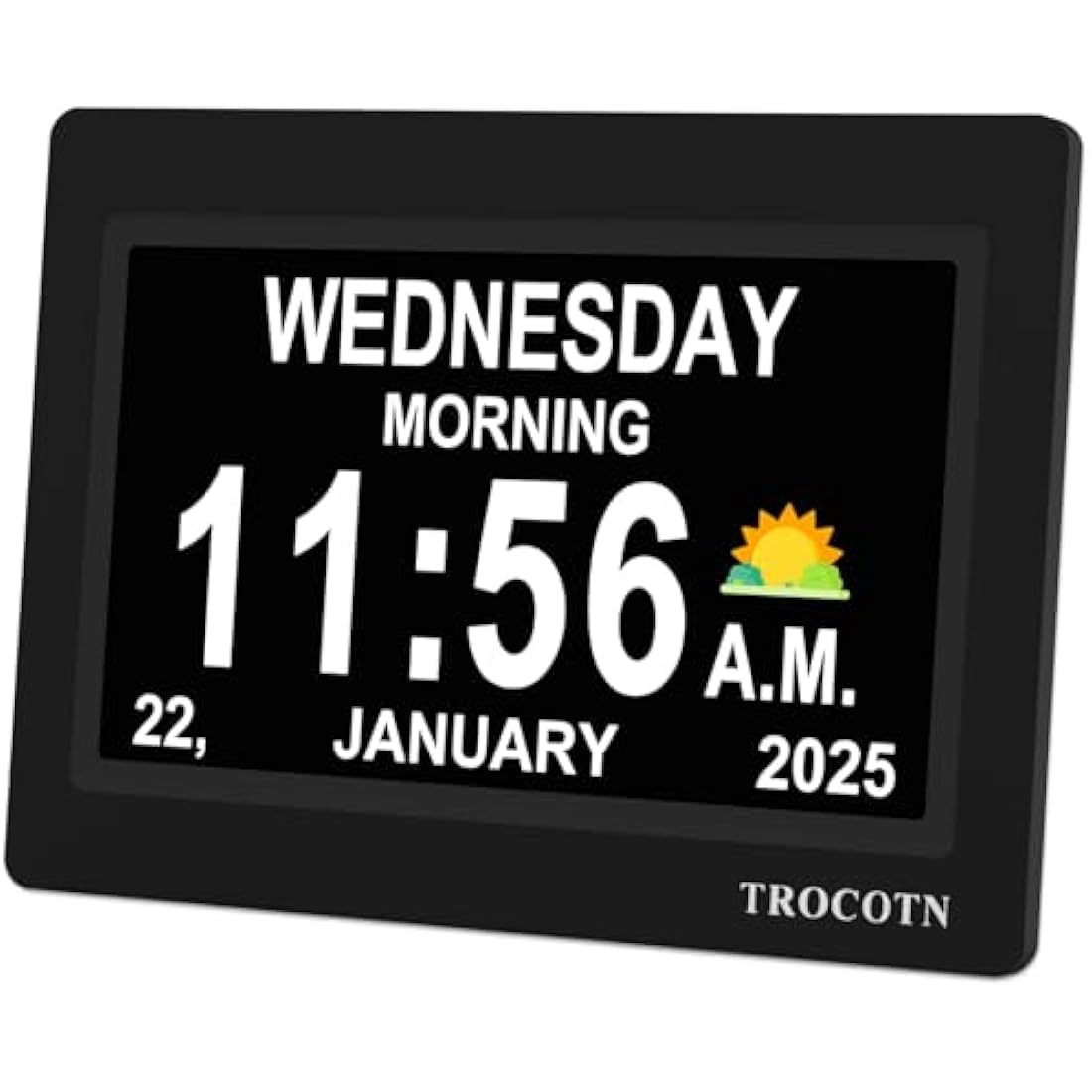 TROCOTN 7-Inch Digital Calendar Clock for Elderly – Large Day Date Display