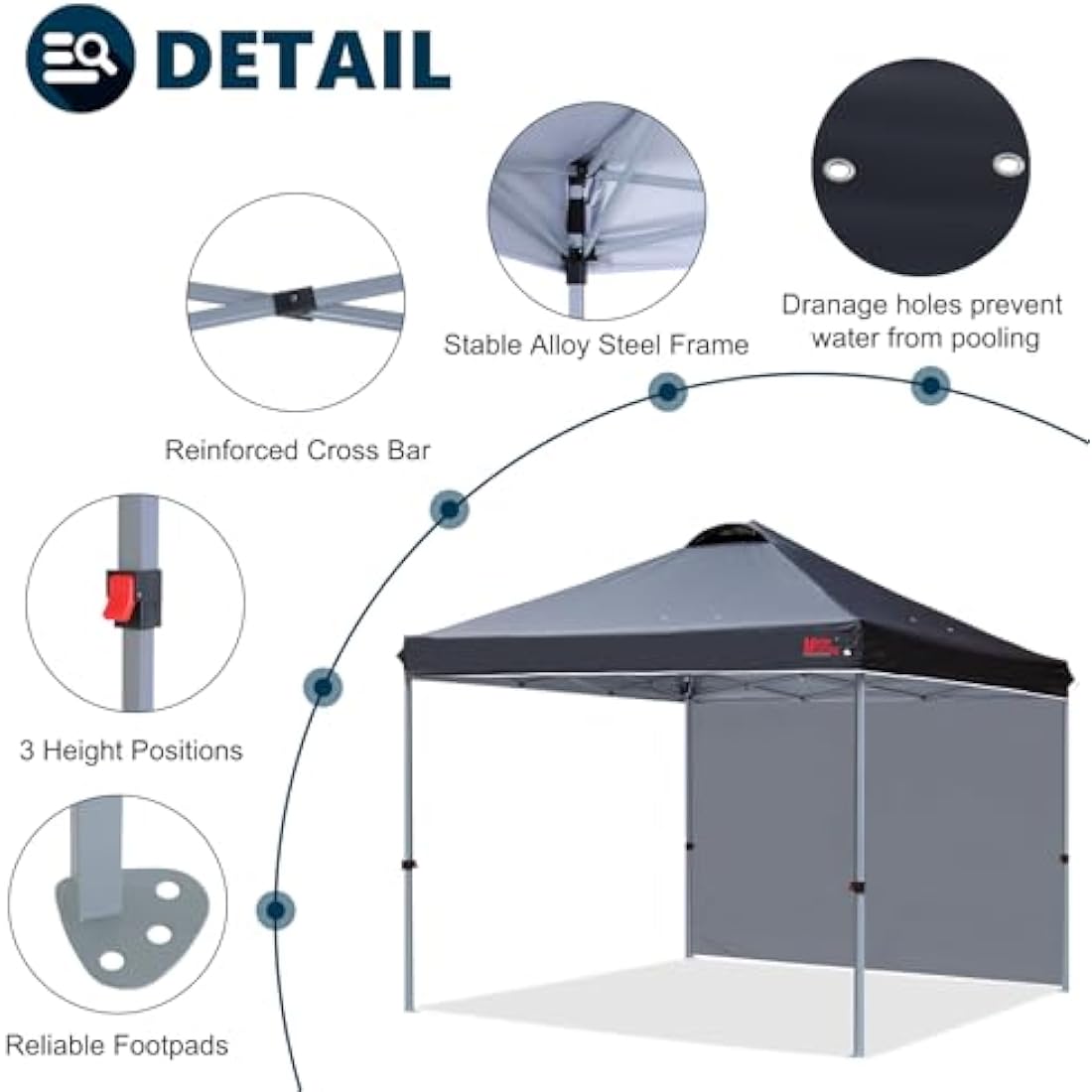 MASTERCANOPY 3x3M Pop-up Gazebo Tent with Sidewall - Black UV Shelter