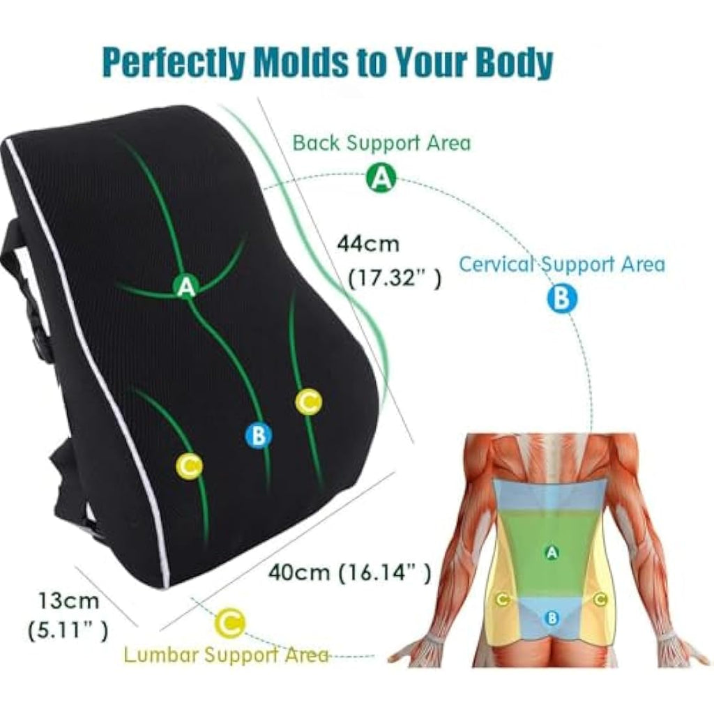 QUTOOL Memory Foam Lumbar Support Pillow | Ergonomic Back Cushion
