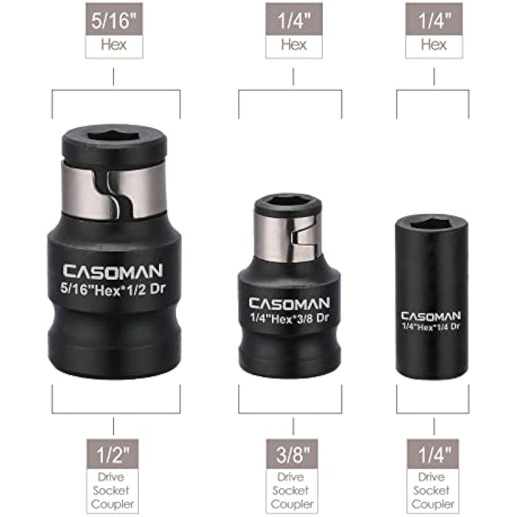 CASOMAN 18-Piece Drive Tool Accessory Set | Impact Socket Extensions