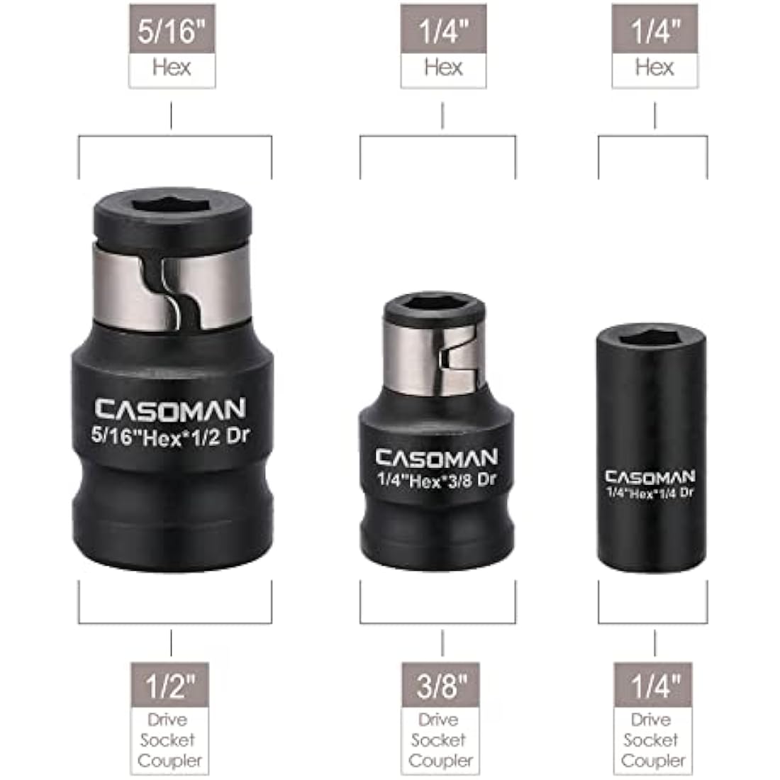 CASOMAN 18-Piece Drive Tool Accessory Set | Impact Socket Extensions