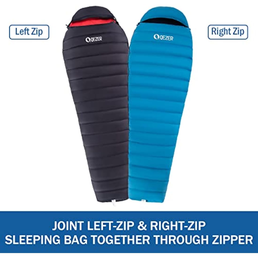 QEZER Ultralight Down Sleeping Bag | 600FP Duck Down Backpacking Gear
