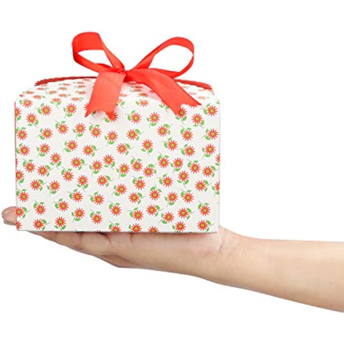 Belle Vous Scalloped Floral Gift Boxes with Ribbon - 20 Pack Square Favours