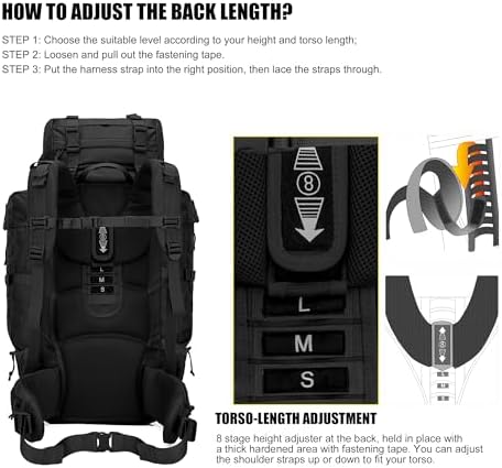 Tactical Military Backpack – Large Molle Rucksack with Rain Cover