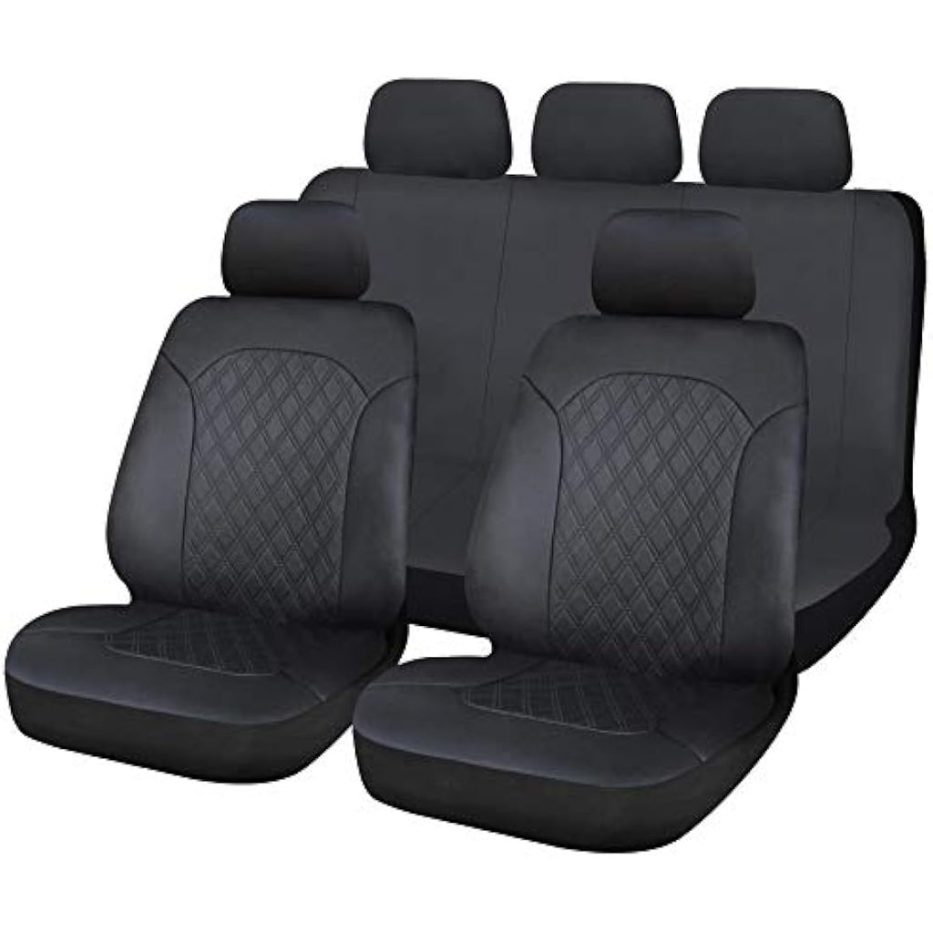 Leatherette Car Seat Covers – Quilted Black Airbag Compatible