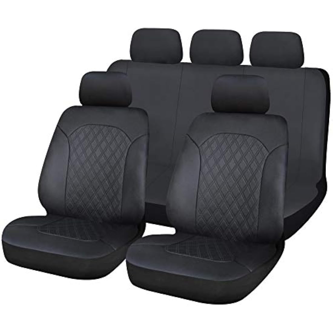 Leatherette Car Seat Covers – Quilted Black Airbag Compatible