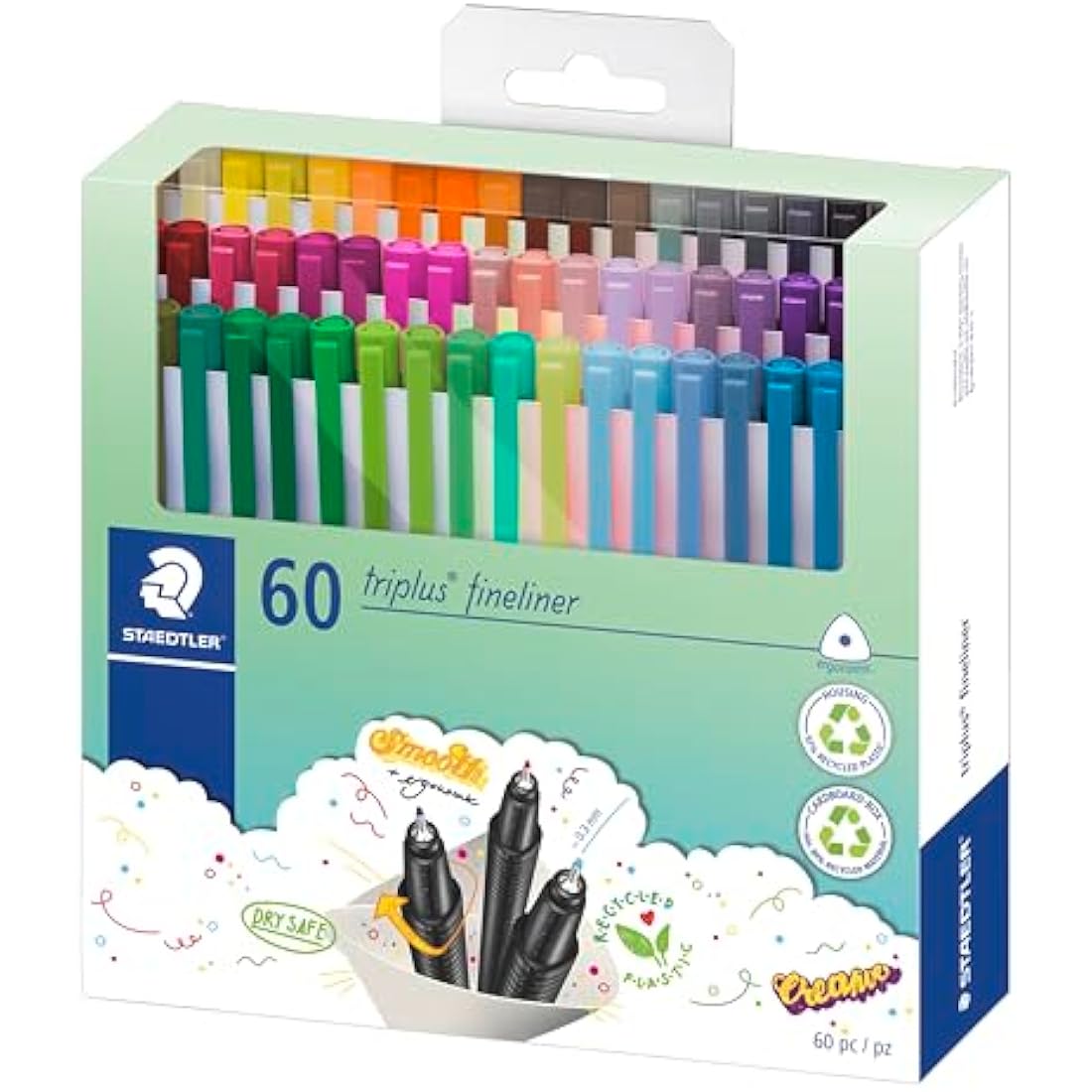 Staedtler Triplus Fineliner Pens - 0.3mm Superfine Tip - Assorted 60 Pack