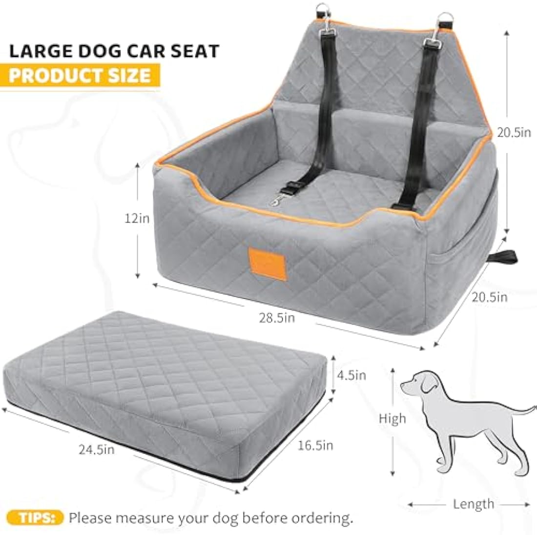 GL GLENSLAVE Dog Car Seat - Large Pet Booster Seat with Washable Cover