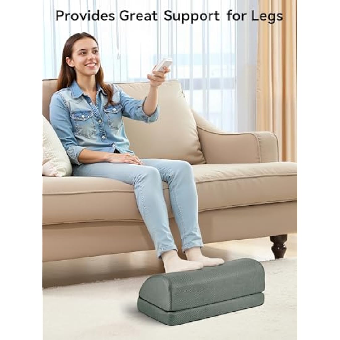 HEETA Ergonomic Under Desk Foot Rest - Adjustable Memory Foam - Grey