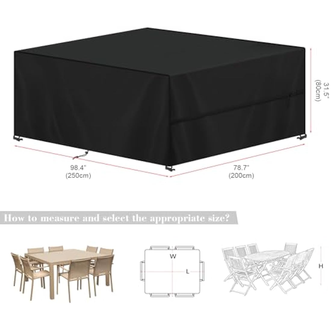 SIMPHAUS Waterproof Patio Furniture Cover | 420D Heavy Duty Oxford Fabric