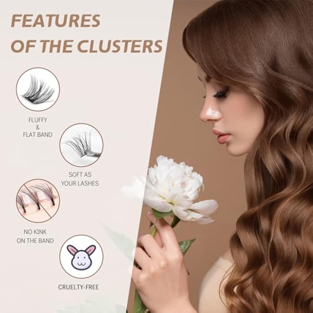 CNMTCCO Lash Clusters – 120Pcs D Curl DIY Individual Wispy Lashes