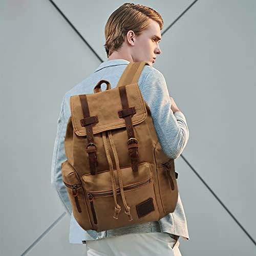 Vintage Canvas Hiking Backpack | Large Laptop Rucksack Green