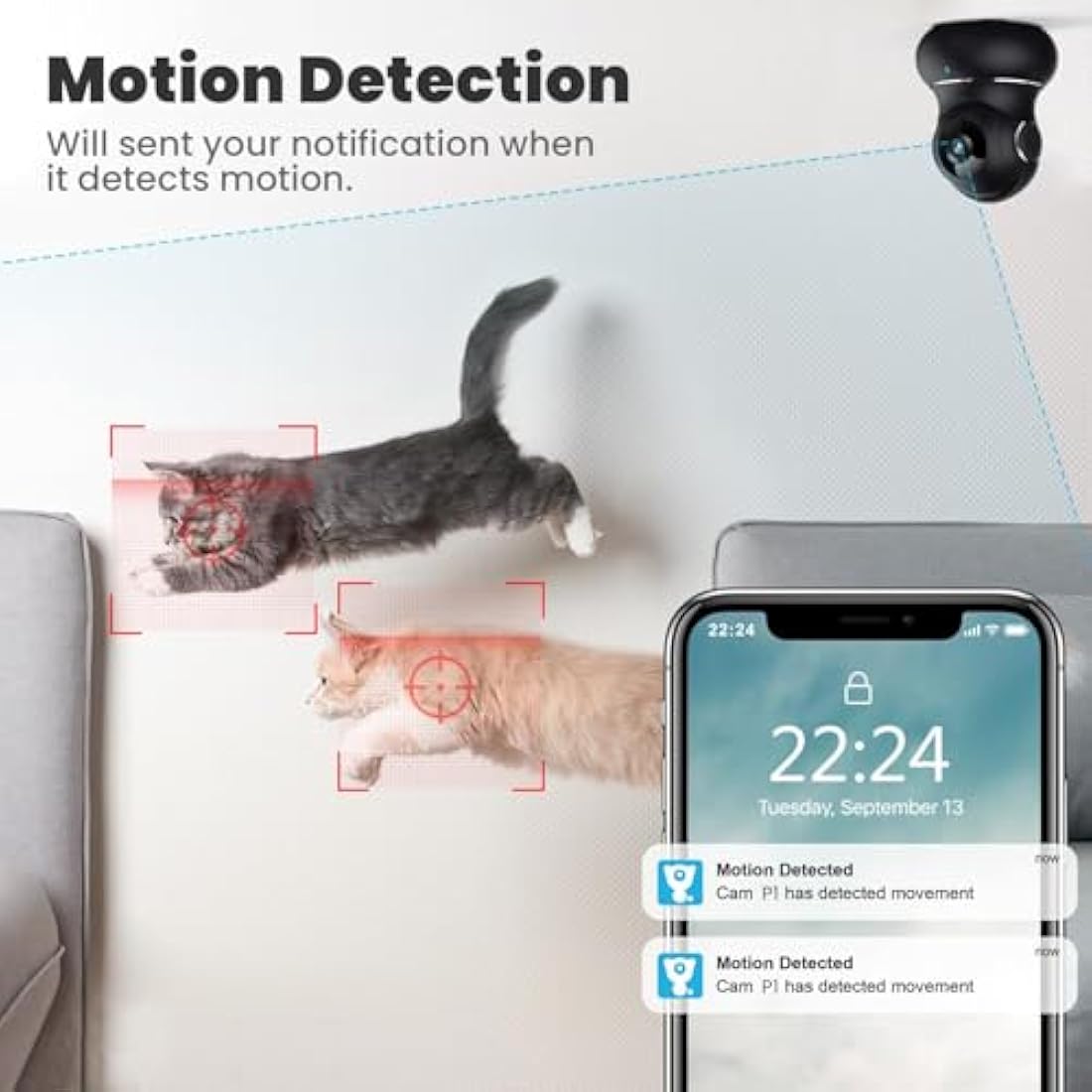 Litokam 2K Indoor Security Camera – 360° Pan/Tilt WiFi Baby Monitor