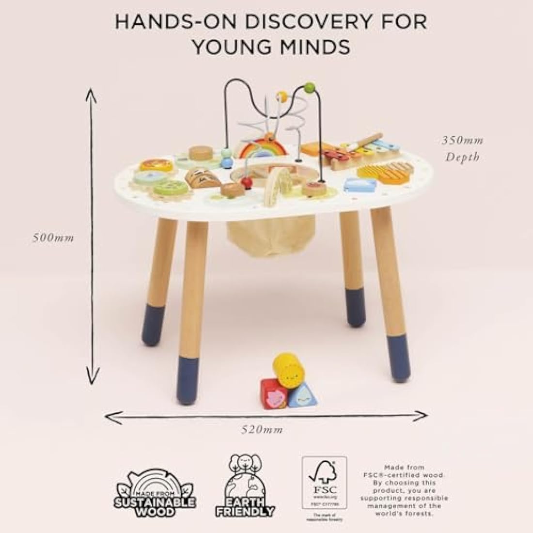 Le Toy Van Wooden Activity Table - Rainbow Xylophone & Shape Sorter