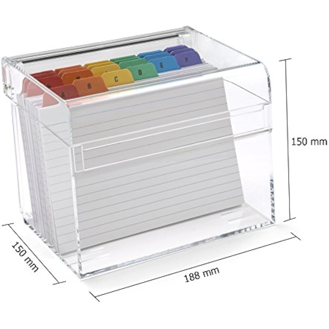 OSCO Clear Acrylic Index Box – 7x5 Inch Desktop Organizer with A-Z Tabs