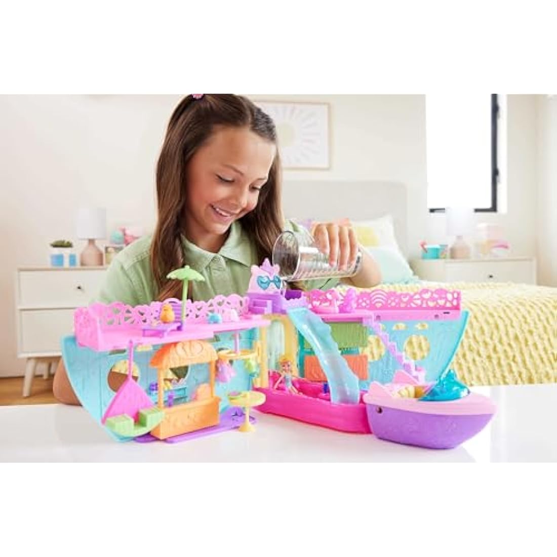 Polly Pocket Unicorn Dream Cruise Boat Playset with Water Play
