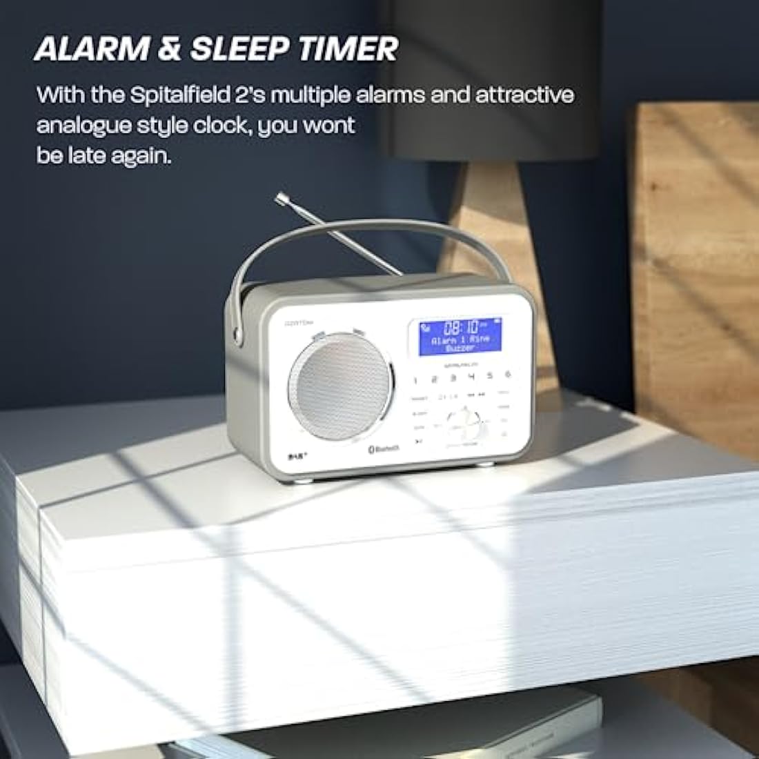 Azatom Spitalfields 2 DAB/DAB+ & FM Portable Digital Radio - Grey Leather