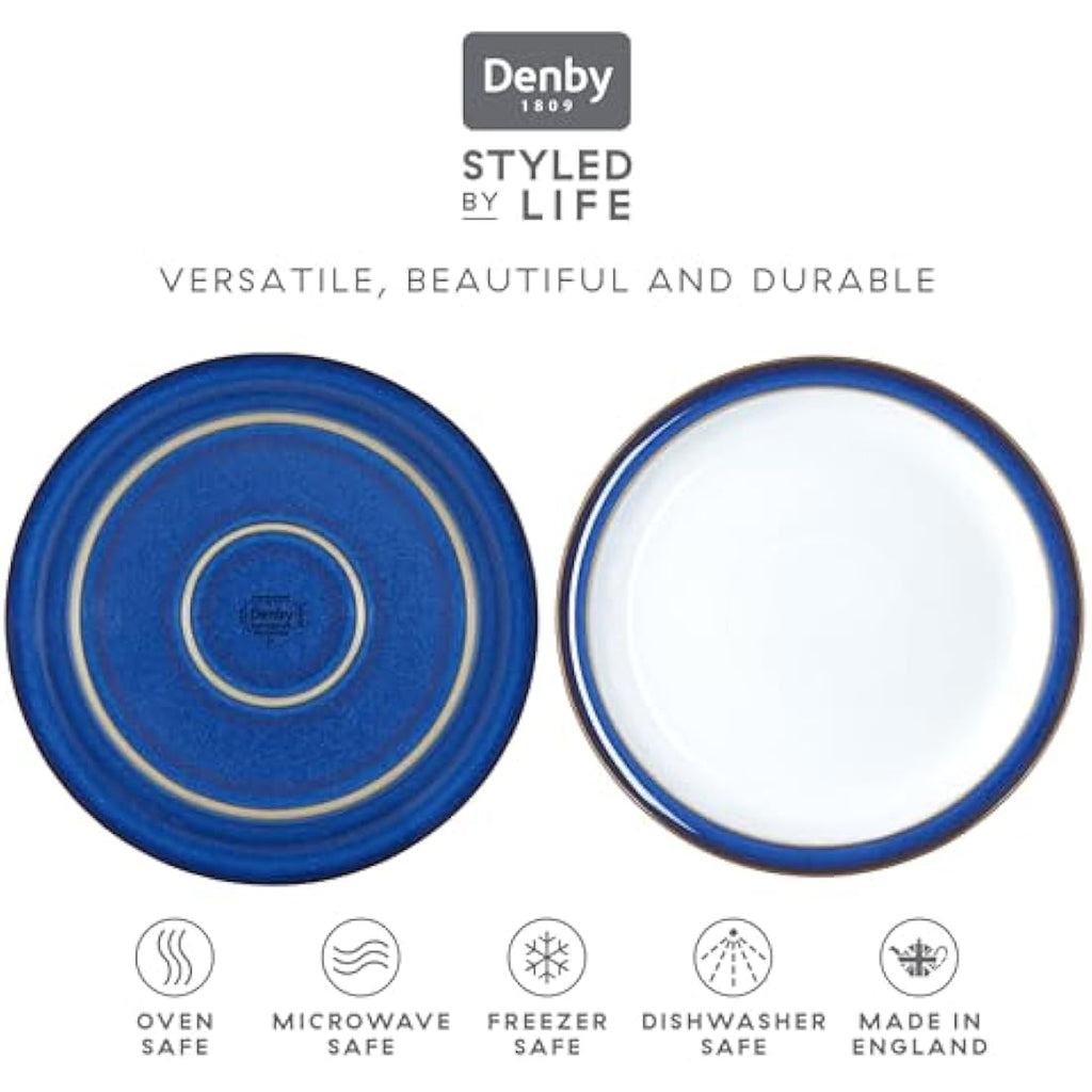 Denby Imperial Blue Small Plates – Set of 2 Ceramic Stoneware 17.5cm