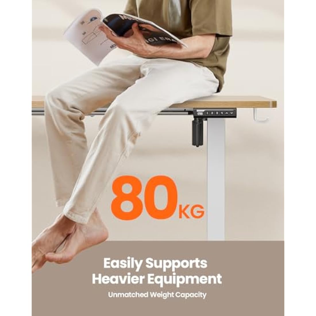 ErGear Electric Standing Desk – 140x70cm Height Adjustable Sit Stand Desk