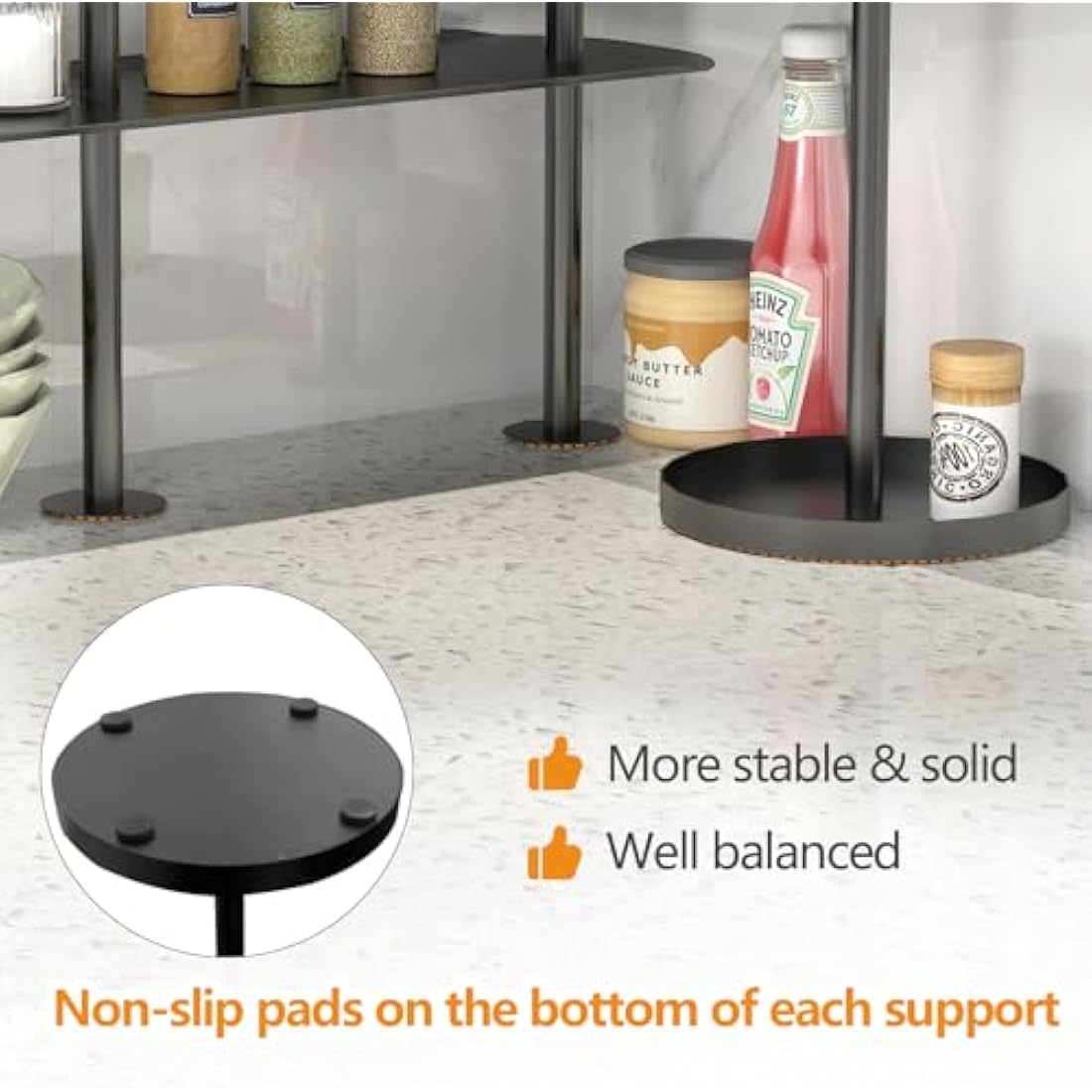 STWWO 3-Tier Metal Kitchen Corner Shelf | Adjustable Countertop Spice Rack