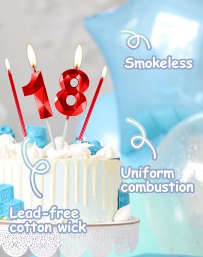 Red Number 10 Birthday Candles Set – 3D Cake Topper Decorations