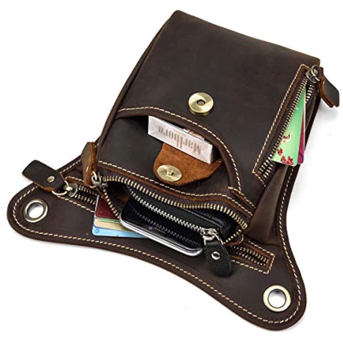 Genuine Leather Motorcycle Leg Bag | Vintage Thigh Waist Pack