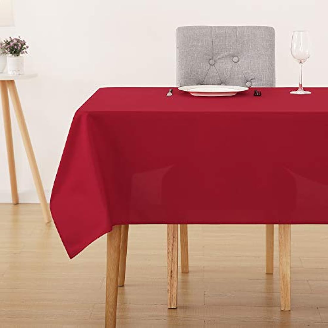 Deconovo Red Oxford Tablecloth | Water Resistant & Wipeable 52x70in
