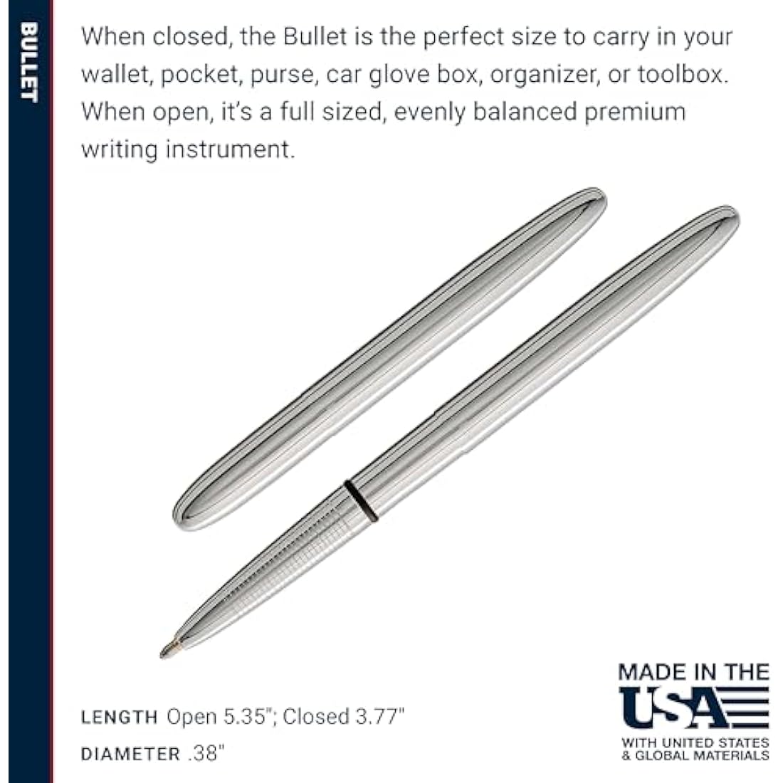 Fisher Space Pen Bullet Chrome – Compact EDC Pocket Writing Instrument