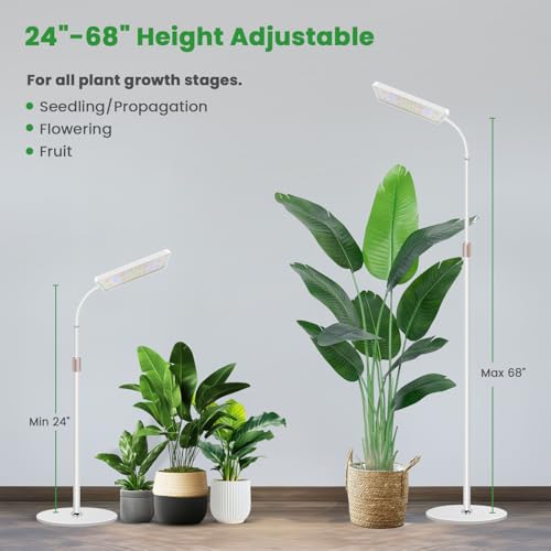 Wiaxulay Full Spectrum LED Grow Light with Adjustable Stand, 17-61"