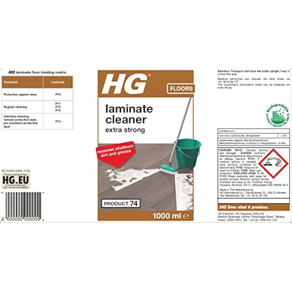 HG Extra Strong Laminate Floor Cleaner | Concentrated Stain Remover - 1L