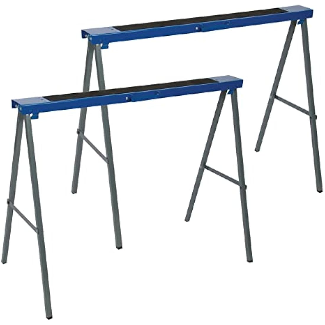Silverline Metal Saw Horse Twin Pack – 125kg Folding Trestle, Blue