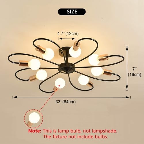 Jolof Store 8-Light Sputnik Chandelier – Modern Metal Semi Flush Mount