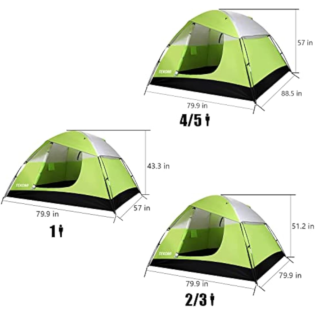 TEKOMI Waterproof 3-Person Dome Tent – Instant Setup Family Camping Tent