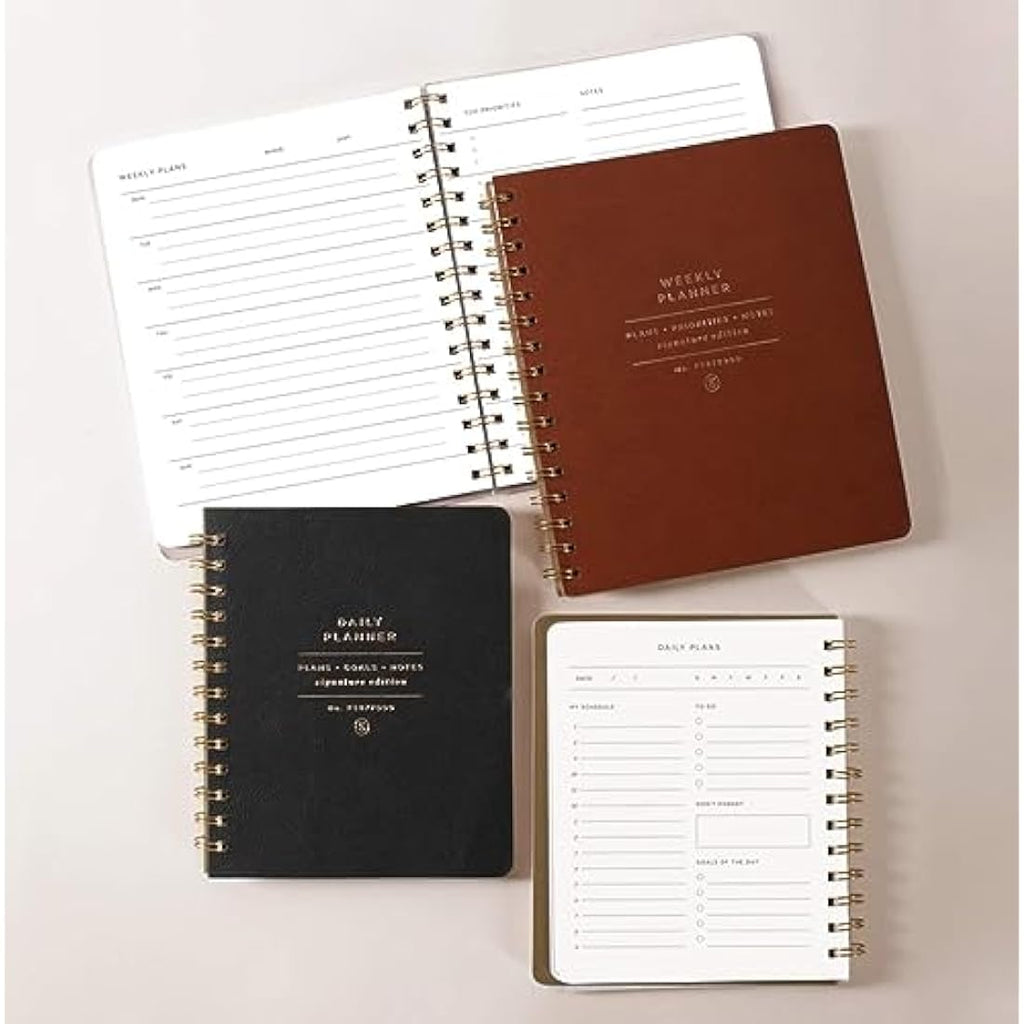 Fringe Studio Non-Dated Daily Planner | Vegan Leather Spiral Notebook