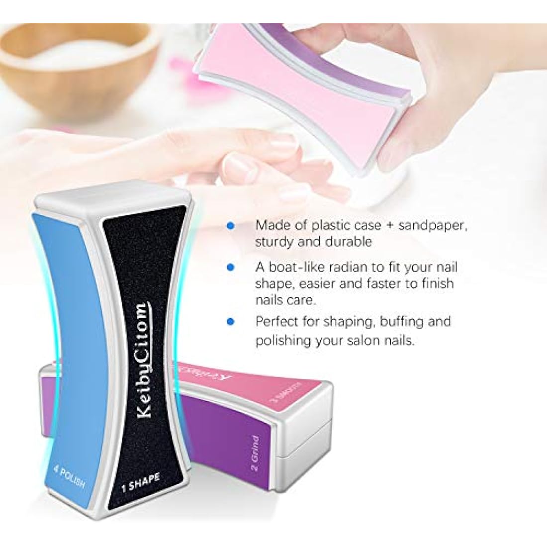 Professional 4-Way Nail Buffer Block for Natural Nails, 2 Pcs