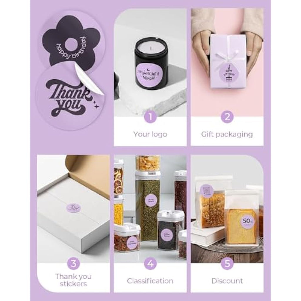 MUNBYN Purple Round Thermal Sticker Labels | 2" Circle 750 Labels