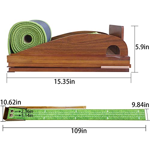 CRESTGOLF Golf Putting Mat with Automatic Ball Return - 2.9m Indoor Trainer