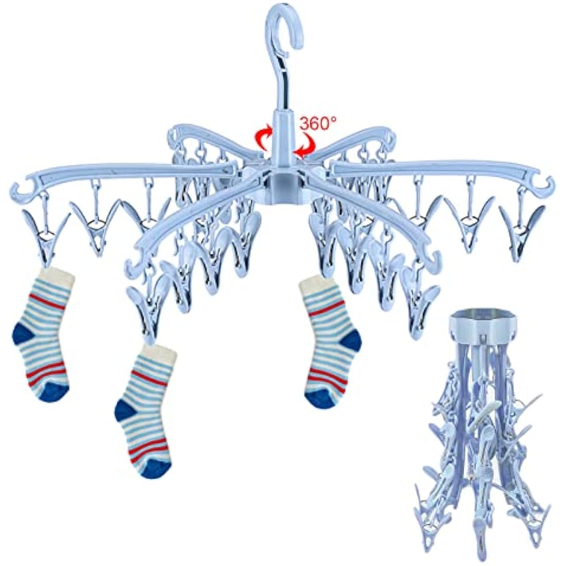Foldable 24 Peg Sock Airer – Rotable Laundry Drying Rack