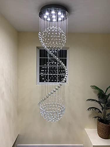 Spiral Sphere Crystal Chandelier – 180cm LED Flush Mount Lamp