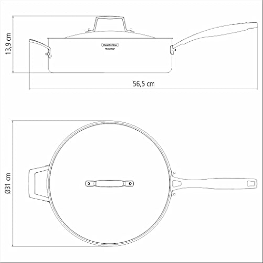 Tramontina 3-Ply Stainless Steel Frying Pan with Lid - 30cm Induction